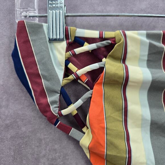 Colorful Stripe Crisscross Bikini Cheeky Thong Bottom Swimwear Medium - Picture 3 of 3